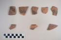 Earthenware vessel body sherds with poly chrome painted decoration