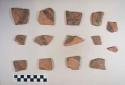 Earthenware vessel body sherds with polychrome painted decoration