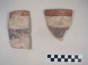 Earthenware vessel rim sherds painted with polychrome decoration