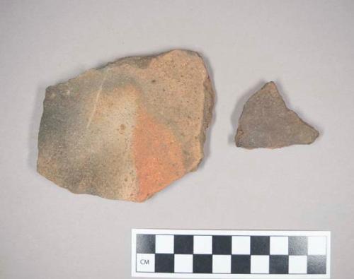 3 potsherds - examples of extreme color changes caused by firing