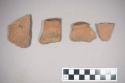 3 body potsherds of gritty red ware
