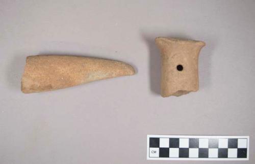 33 potsherds - miscellaneous One terracotta whistle.