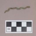 Metal, copper alloy wire object, tapered at one end, folded at one end, possible serpent or snake