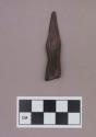 Metal, copper alloy projectile point, triangular, rolled base