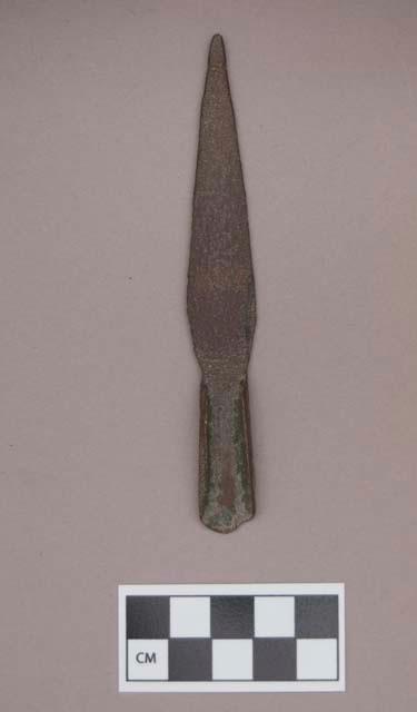 Metal, copper alloy projectile point, with rolled stem