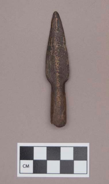 Metal, copper alloy projectile point, rolled stem