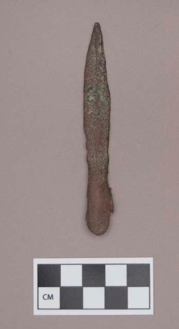 Metal, copper alloy projectile point, stemmed