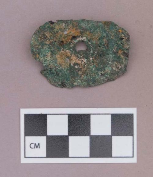 Metal, copper alloy ear spool fragment