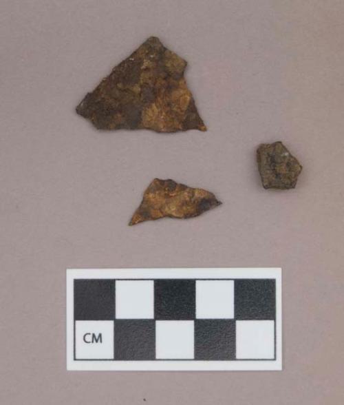 Metal, iron sheet fragments; bone fragment