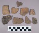 Ceramic, earthenware, undecorated body sherds, some are mended