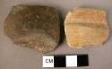 2 rim potsherds; 1 pottery base fragment