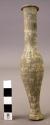 Ceramic bottle, miniature, grey, elongated, tall neck, flared rim