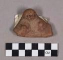 Ceramic, earthenware body sherd, possible modeled lug, white slipped