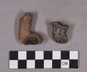 Ceramic, earthenware body and base sherds, modeled hands/claws