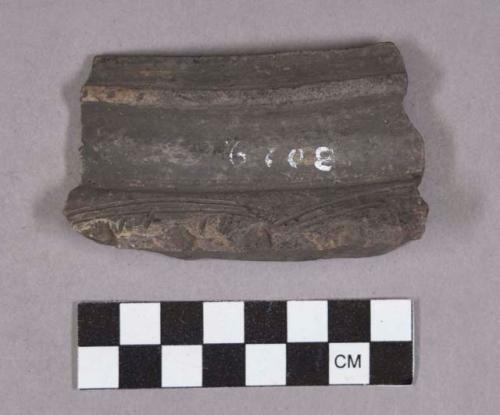 Ceramic, earthenware rim and base sherds, cordoned and incised