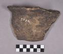 Ceramic, earthenware rim and body sherds, incised and flared rims