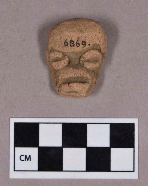 Ceramic, earthenware effigy sherd, anthropomorphic face