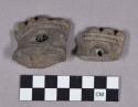 Ceramic, earthenware body sherds, modeled and perforated, possible handles