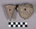Ceramic, earthenware effigy sherds, perforated, incised, zoomorphic figurines