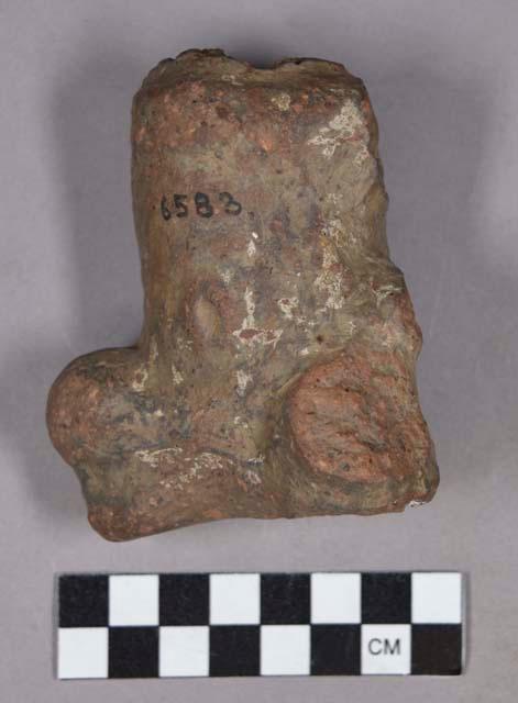 Ceramic, earthenware effigy base fragment, modeled phallic figurine