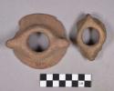 Ceramic, earthenware rim sherds with mouth and handles of vessels, undecorated
