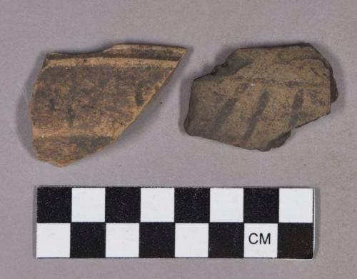Ceramic, earthenware body and rim and body sherds, incised and cordoned