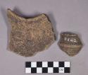 Ceramic, earthenware body and rim sherds, undecorated, scalloped, and incised