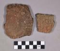 Ceramic, earthenware body sherds, grit-tempered, undecorated and impressed