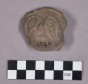 Ceramic, earthenware effigy sherd, anthropomorphic face, possible handle