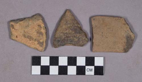 Ceramic, earthenware rim and body sherds, undecorated