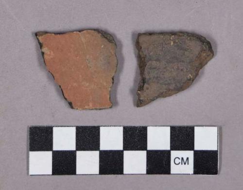 Ceramic, earthenware rim and body sherds, undecorated