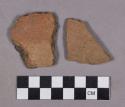 Ceramic, earthenware body and rim sherds, undecorated