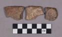 Ceramic, earthenware rim and body sherds, incised