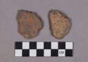Ceramic, earthenware rim and body sherds, undecorated
