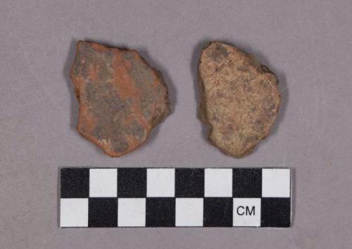 Ceramic, earthenware rim and body sherds, undecorated
