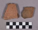 Ceramic, earthenware rim and body sherds, undecorated
