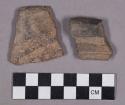 Ceramic, earthenware rim and body sherds, incised, carved, and undecorated