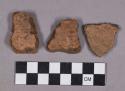 Ceramic, earthenware rim and body sherds, impressed and undecorated
