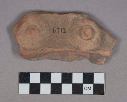 Earthenware sherd with modeled and incised designs