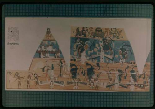 Antonio Tejeda's watercolor of Bonampak Mural, Room 3 detail