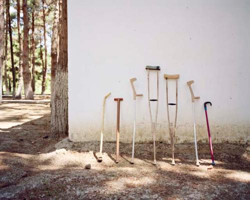 "For decades, the town museum has collected walking sticks and crutches left by Naftalan patients. Naftalan, Azerbaijan, 2012"