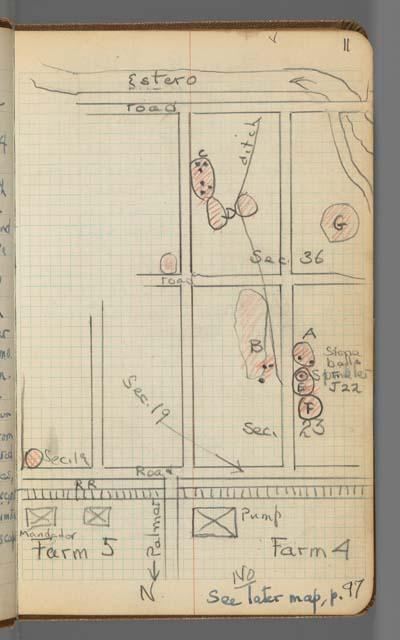 Field notebook, S.K. Lothrop notes from  Costa Rica, page 11