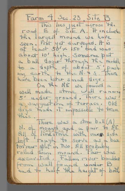 Field notebook, S.K. Lothrop notes from  Costa Rica, page 38