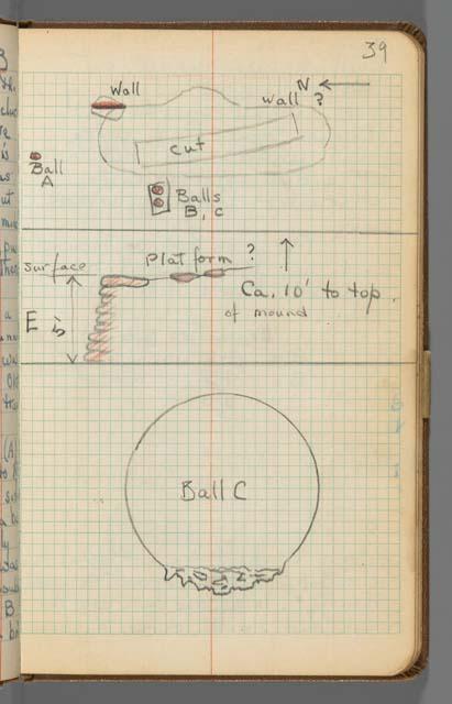 Field notebook, S.K. Lothrop notes from  Costa Rica, page 39