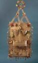 Elaborate basketry "what-not" (hanging shelf)