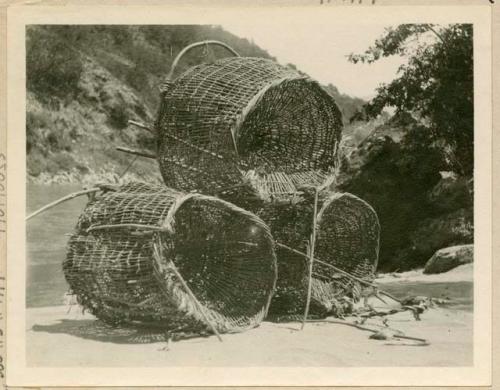 Eel trap baskets used on the Lower Klamath River