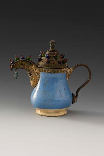Ceramic and brass coffee pot
