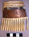 Carved ivory, abalone, and copper comb