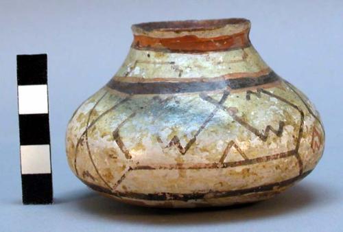 Jar, polychrome geometric design