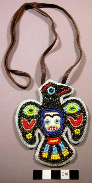 Pendant, beaded eagle & anthropomorphic  figures